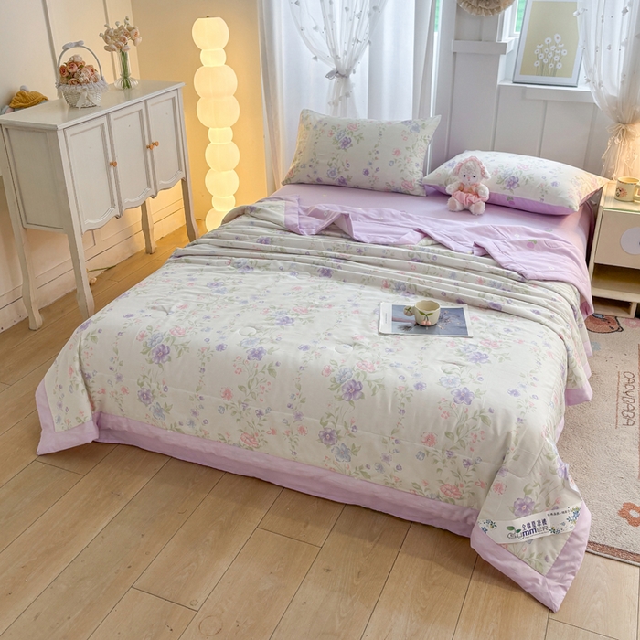 91家纺网 家纺一手货源 找家纺 羽梦家纺 2026新款新疆棉花全棉夏凉被被子被芯知意花蔓