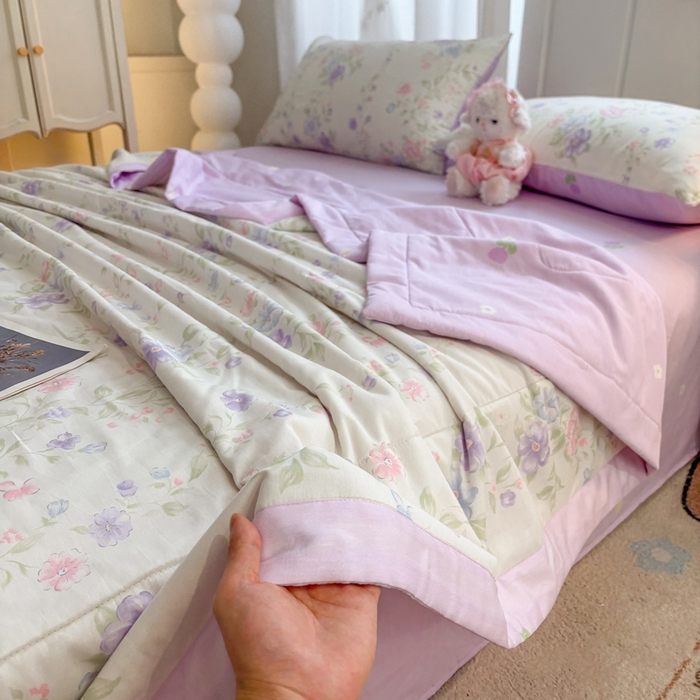 91家纺网 家纺一手货源 找家纺 羽梦家纺 2026新款新疆棉花全棉夏凉被被子被芯知意花蔓