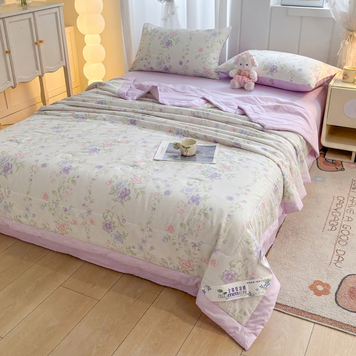 91家纺网 家纺一手货源 找家纺 羽梦家纺 2026新款新疆棉花全棉夏凉被被子被芯知意花蔓