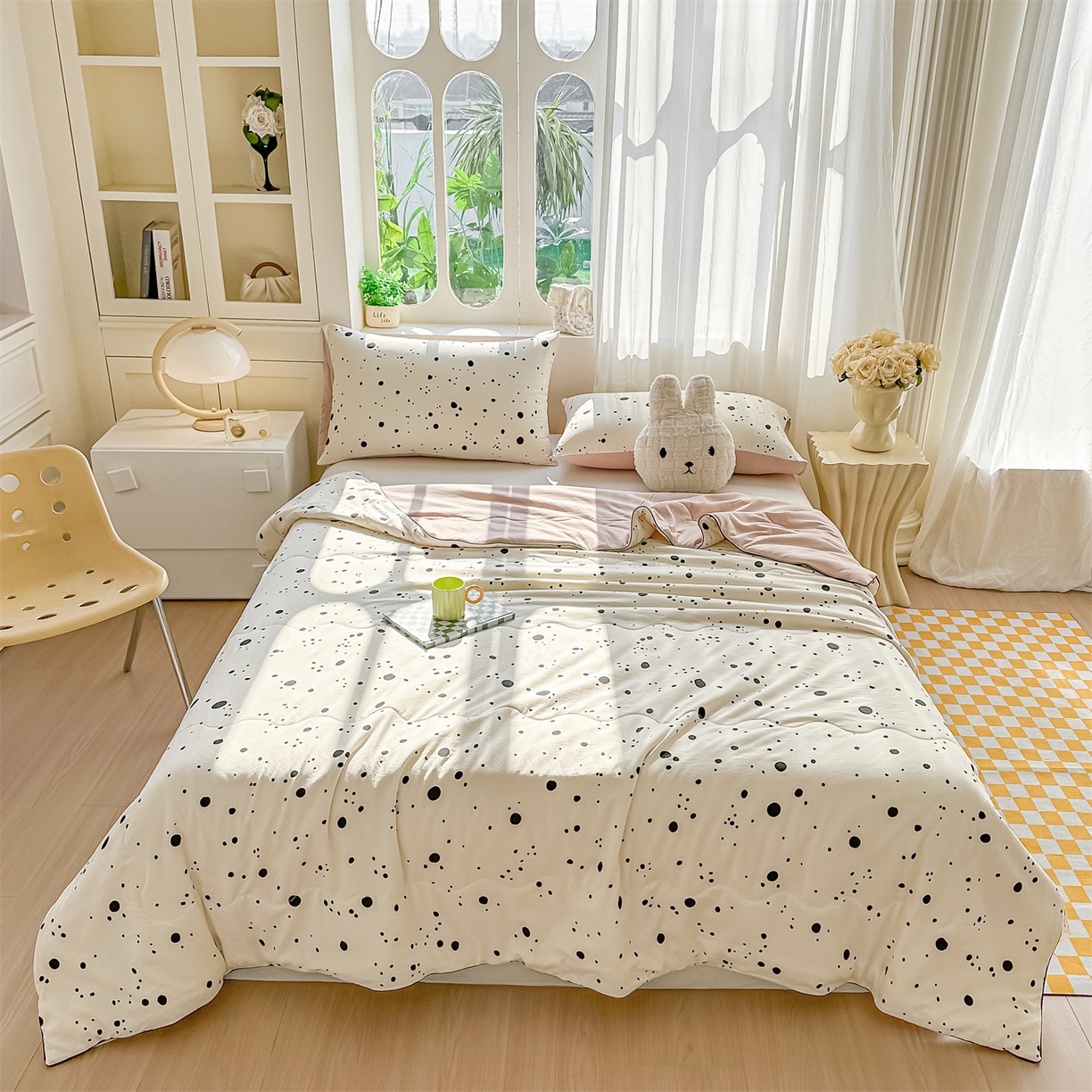 91家纺网 家纺一手货源 找家纺 招财星家纺 2026新款A类水洗棉皱绉纱夏被空调被印花夏凉被子被芯（带质检报告买家秀） 墨点