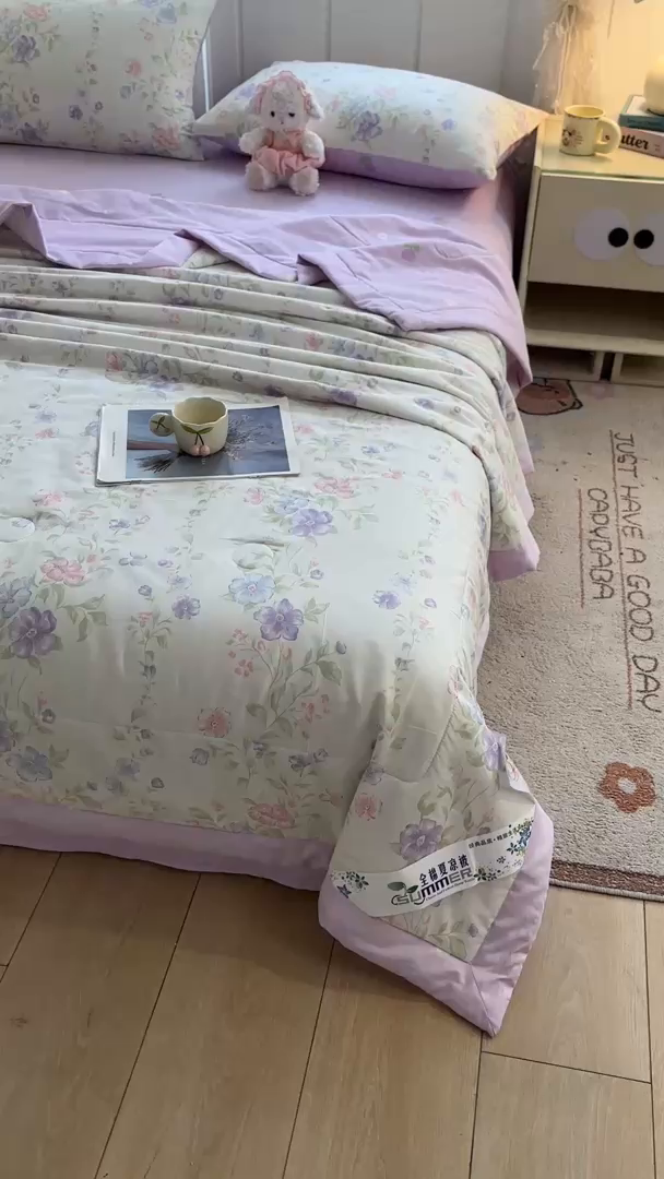 91家纺网 家纺一手货源 找家纺 羽梦家纺 2026新款新疆棉花全棉夏凉被被子被芯知意花蔓