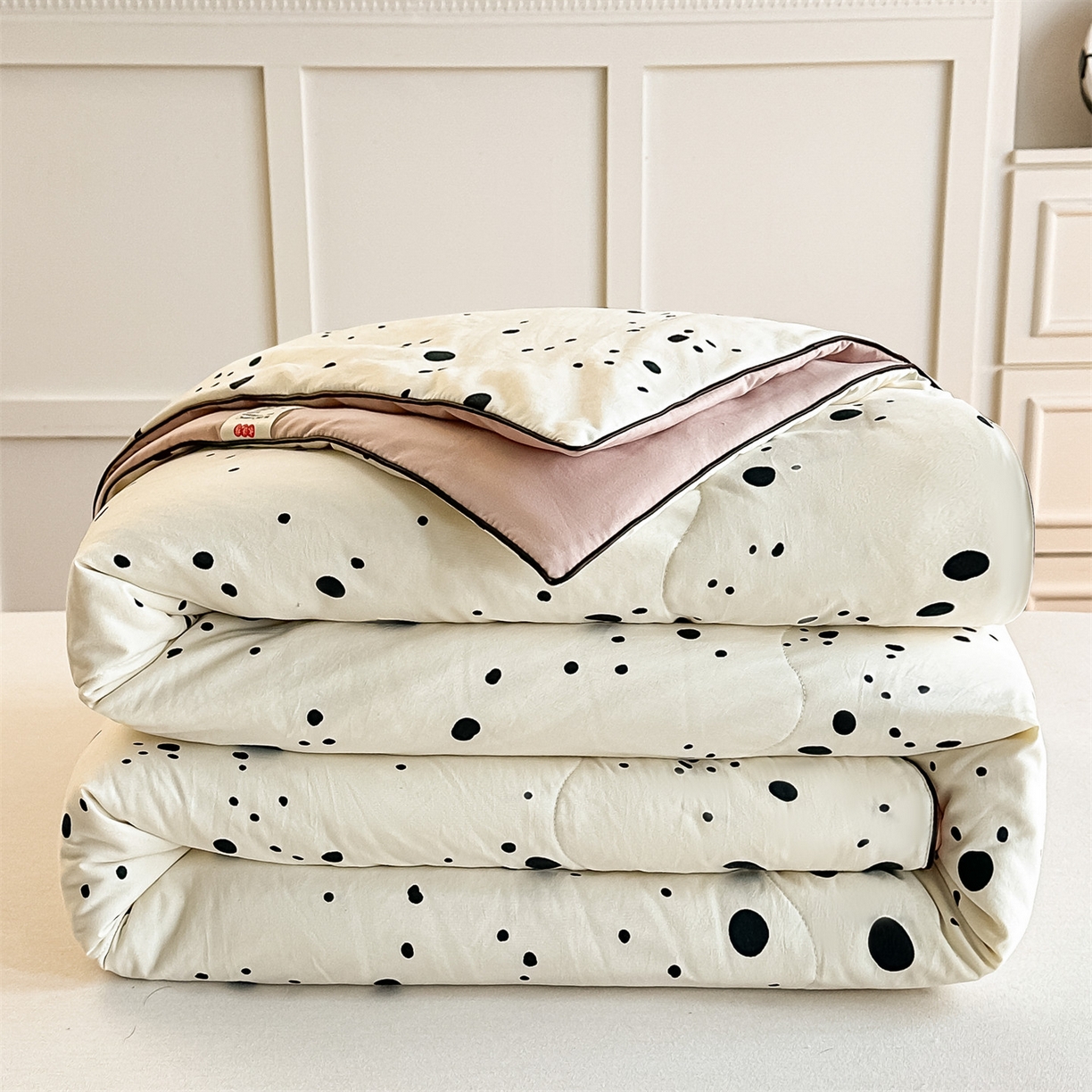 91家纺网 家纺一手货源 找家纺 招财星家纺 2026新款A类水洗棉皱绉纱夏被空调被印花夏凉被子被芯（带质检报告买家秀） 墨点