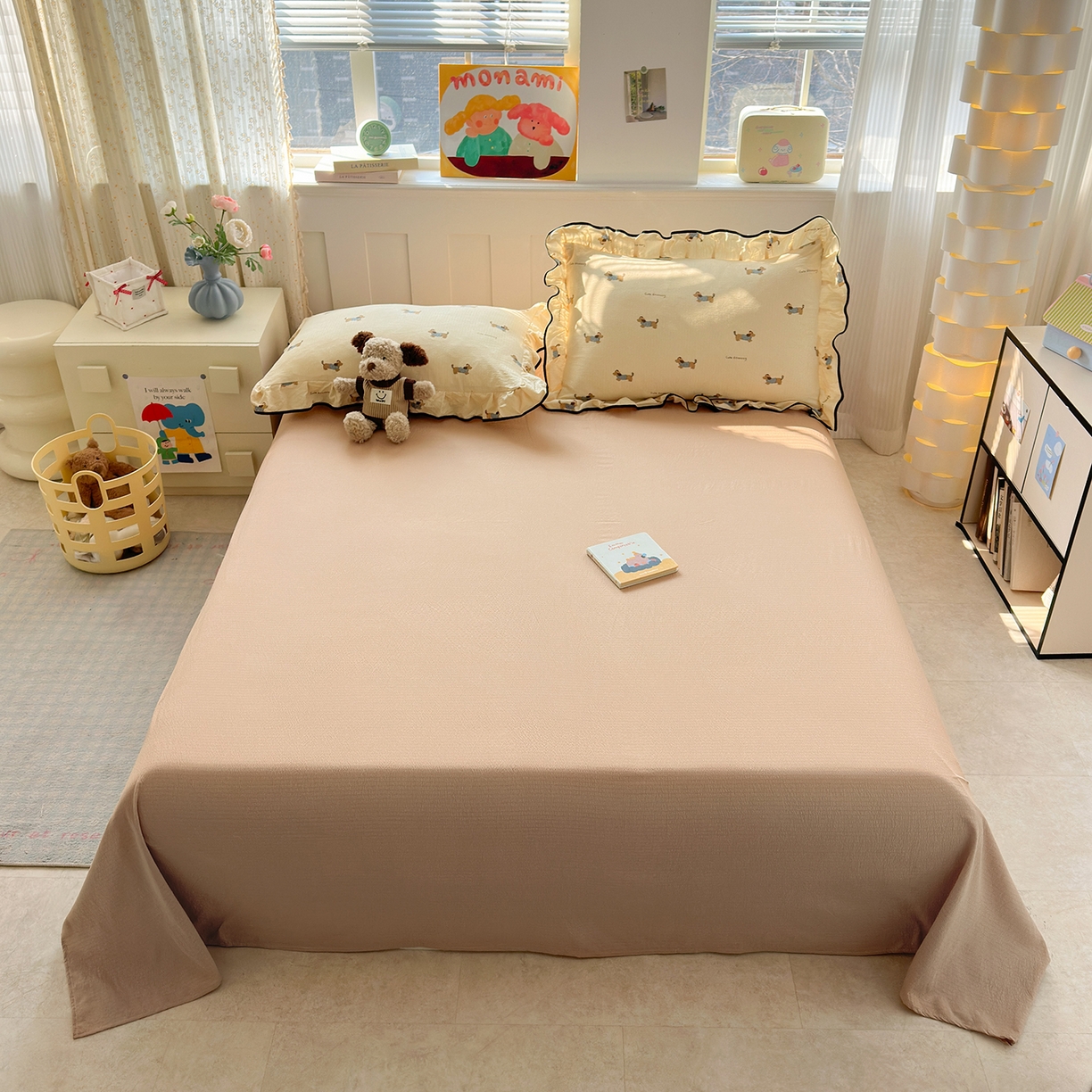 91家纺网 家纺一手货源 找家纺 （总）壹和 2026新款A类云感花边款双层纱床盖款和床单款四件套单床盖单被套