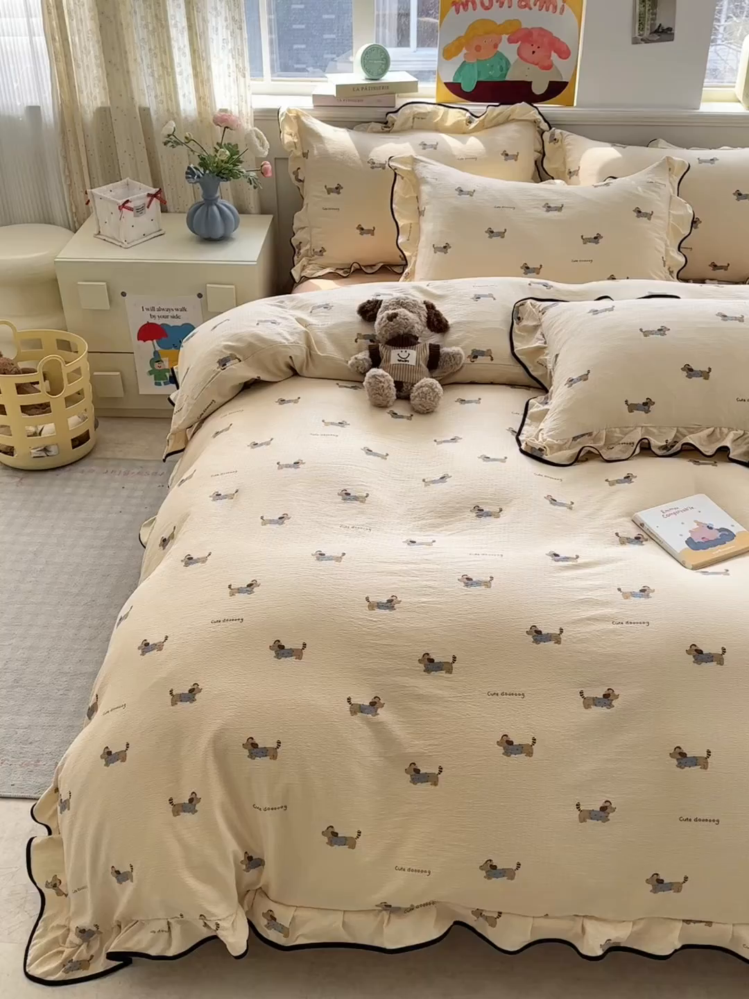 91家纺网 家纺一手货源 找家纺 （总）壹和 2026新款A类云感花边款双层纱床盖款和床单款四件套单床盖单被套