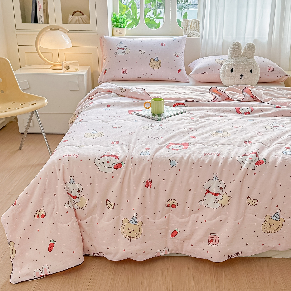 91家纺网 家纺一手货源 找家纺 招财星家纺 2026新款A类水洗棉皱绉纱夏被空调被印花夏凉被子被芯（带质检报告买家秀） 生日派对