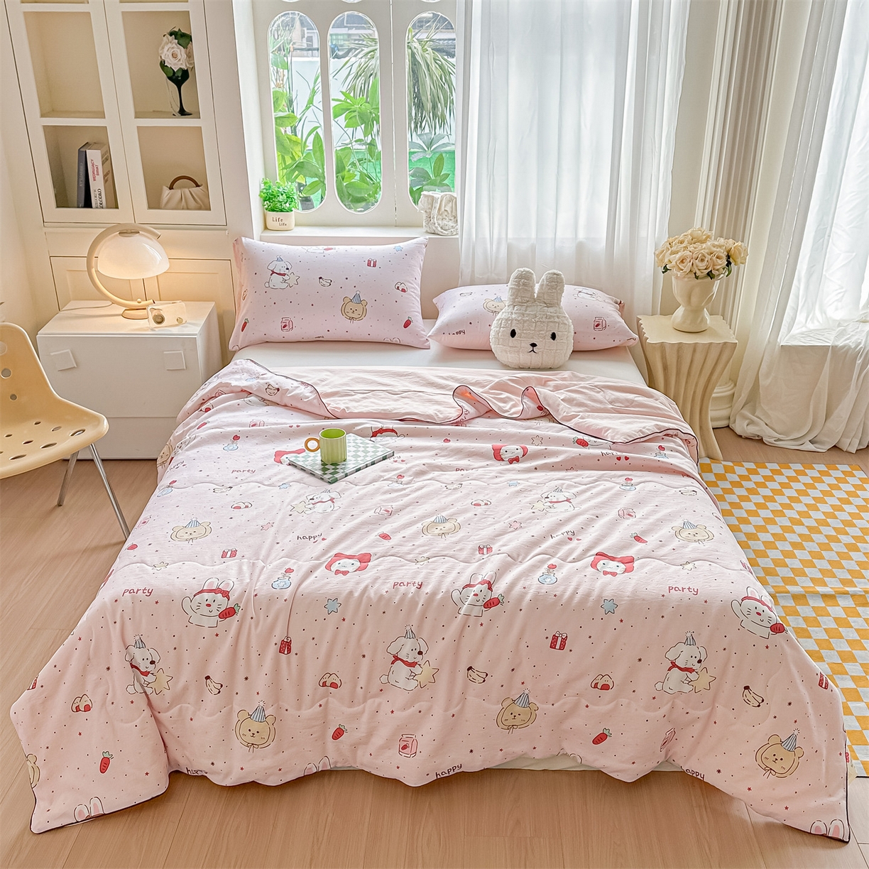 91家纺网 家纺一手货源 找家纺 招财星家纺 2026新款A类水洗棉皱绉纱夏被空调被印花夏凉被子被芯（带质检报告买家秀） 生日派对