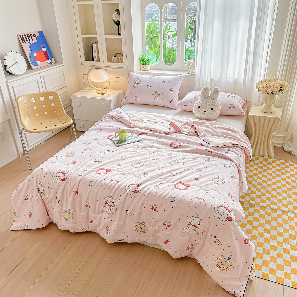 91家纺网 家纺一手货源 找家纺 招财星家纺 2026新款A类水洗棉皱绉纱夏被空调被印花夏凉被子被芯（带质检报告买家秀） 生日派对