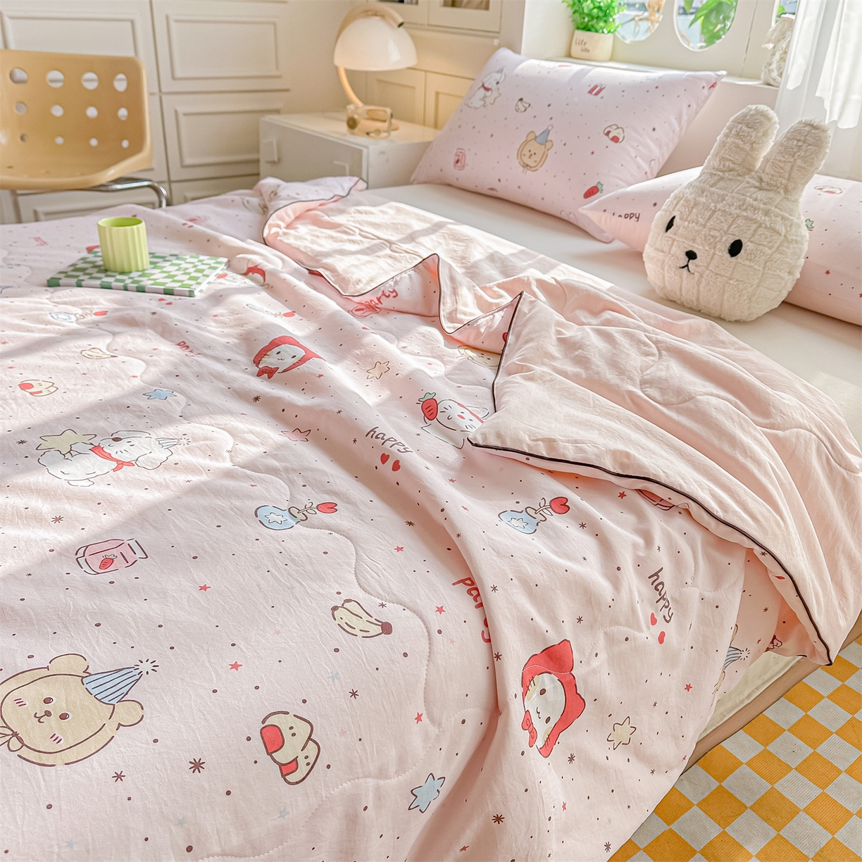 91家纺网 家纺一手货源 找家纺 招财星家纺 2026新款A类水洗棉皱绉纱夏被空调被印花夏凉被子被芯（带质检报告买家秀） 生日派对