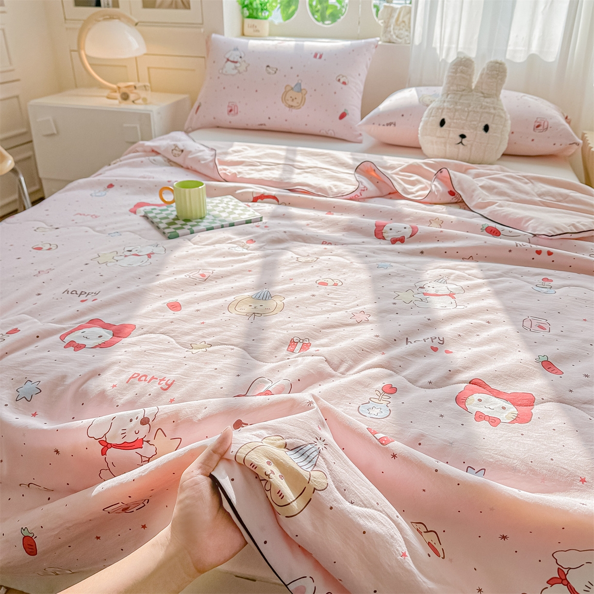 91家纺网 家纺一手货源 找家纺 招财星家纺 2026新款A类水洗棉皱绉纱夏被空调被印花夏凉被子被芯（带质检报告买家秀） 生日派对