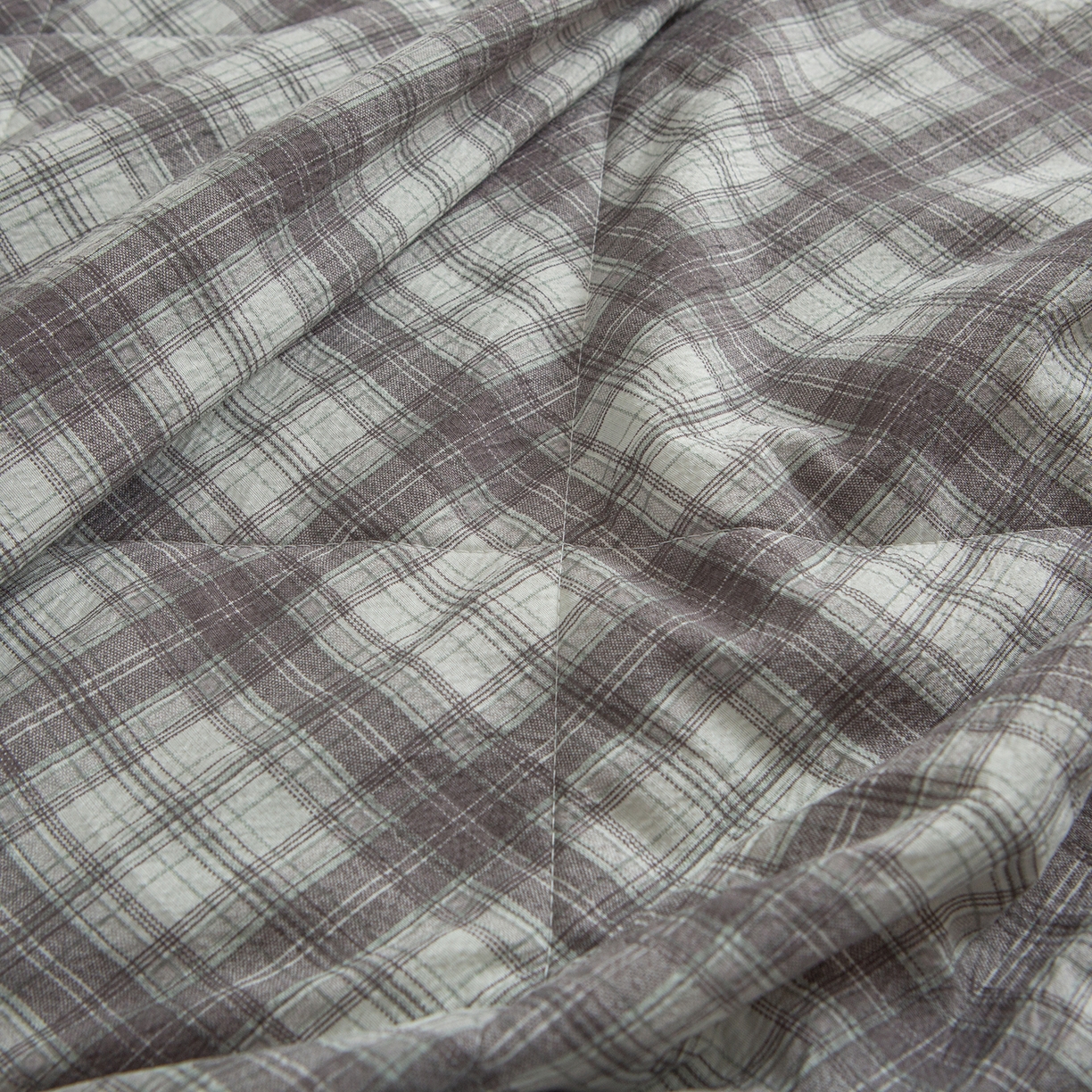 91家纺网 家纺一手货源 找家纺 宜梦家居 2026新款水洗双层纱夏被 三分格咖灰