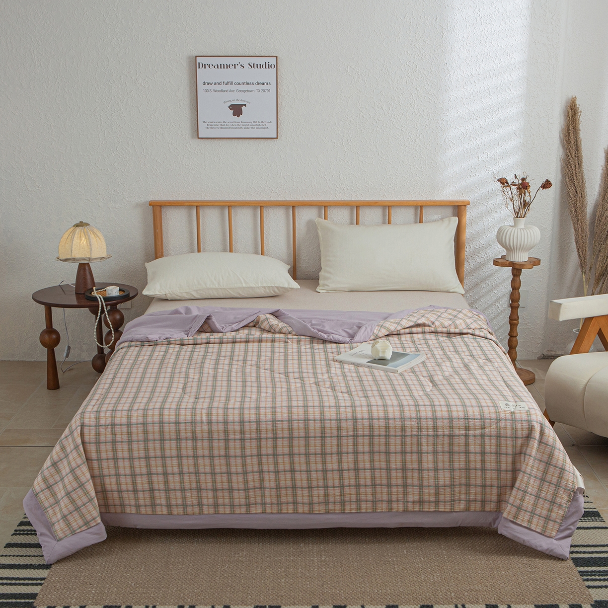 91家纺网 家纺一手货源 找家纺 宜梦家居 2026新款水洗双层纱夏被 威尼斯紫