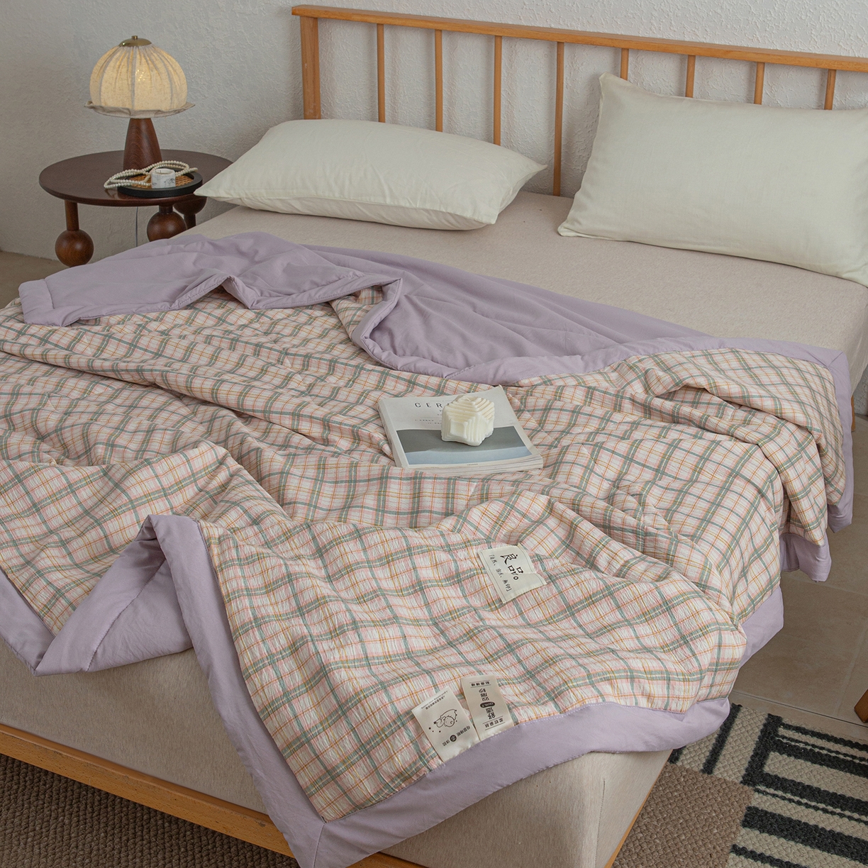 91家纺网 家纺一手货源 找家纺 宜梦家居 2026新款水洗双层纱夏被 威尼斯紫