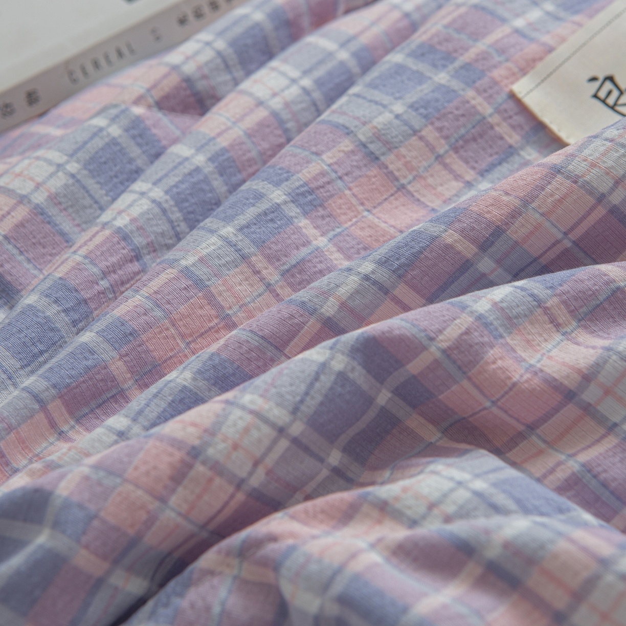 91家纺网 家纺一手货源 找家纺 宜梦家居 2026新款水洗双层纱夏被 云朵紫