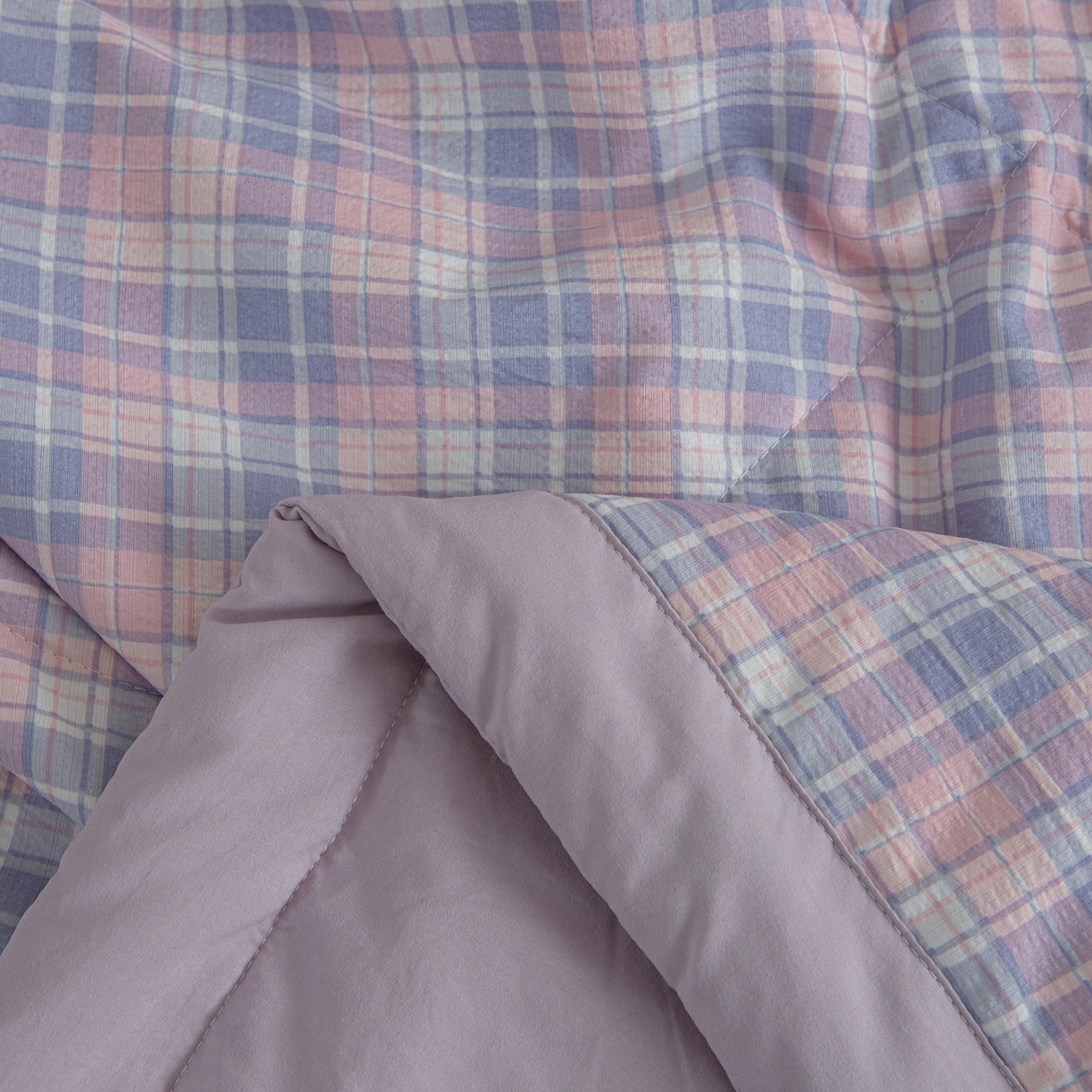 91家纺网 家纺一手货源 找家纺 宜梦家居 2026新款水洗双层纱夏被 云朵紫