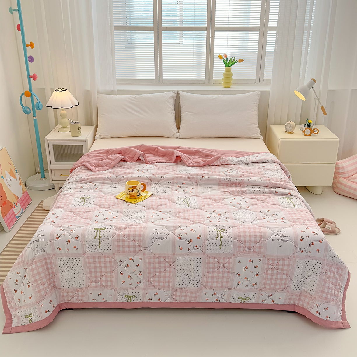 91家纺网 家纺一手货源 找家纺 （总）悦织湾家纺 2026新款超声波夏凉被印花水洗棉夏被供货批发赠品礼品被便宜夏被