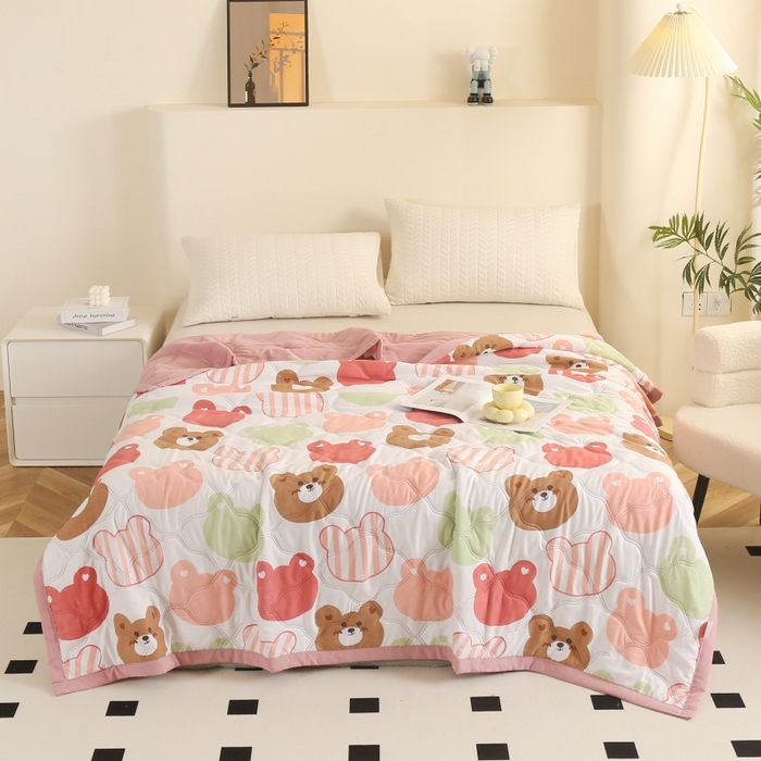 91家纺网 家纺一手货源 找家纺 （总）悦织湾家纺 2026新款超声波夏凉被印花水洗棉夏被供货批发赠品礼品被便宜夏被