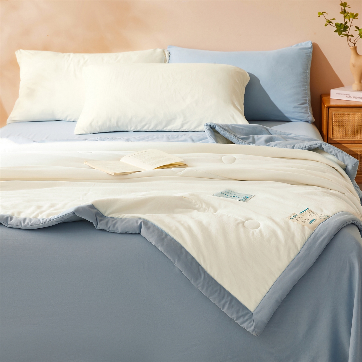 91家纺网 家纺一手货源 找家纺 （总）罗布斯 2026新款简约纯色风水洗棉双拼夏被新疆棉花被夏凉被空调被(买家秀加微）