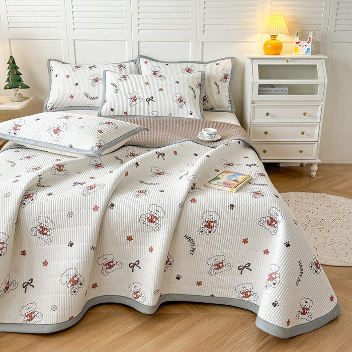 91家纺网 家纺一手货源 找家纺 （总）卡罗兰 2026新款卡通印花凉席双面可用冰丝凉席床盖单件三四件套