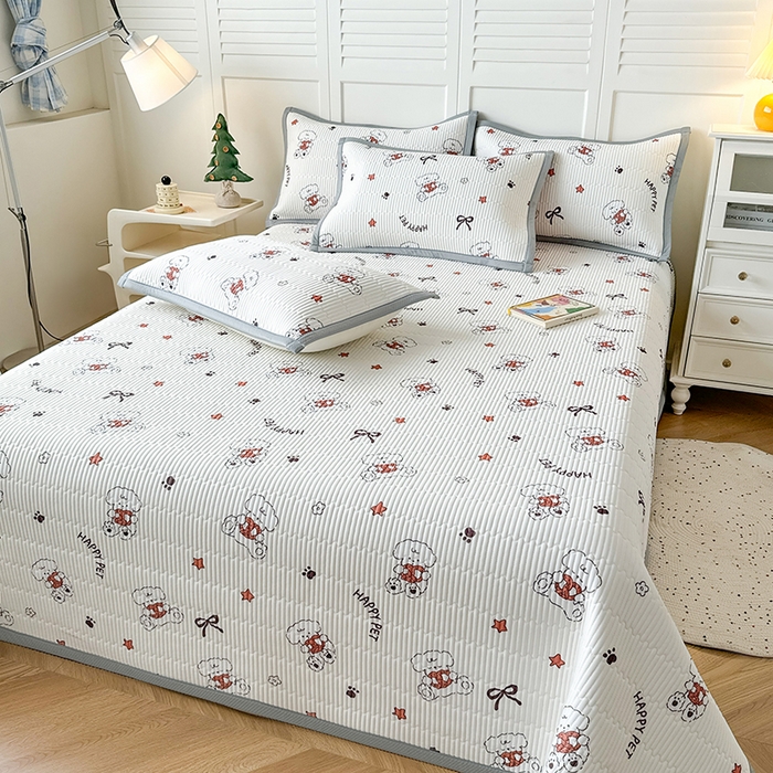 91家纺网 家纺一手货源 找家纺 （总）卡罗兰 2026新款卡通印花凉席双面可用冰丝凉席床盖单件三四件套