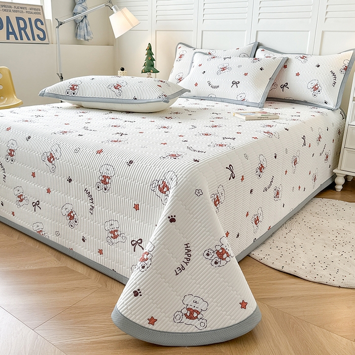 91家纺网 家纺一手货源 找家纺 （总）卡罗兰 2026新款卡通印花凉席双面可用冰丝凉席床盖单件三四件套