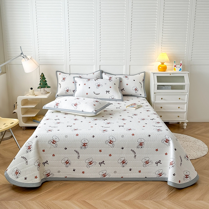 91家纺网 家纺一手货源 找家纺 （总）卡罗兰 2026新款卡通印花凉席双面可用冰丝凉席床盖单件三四件套