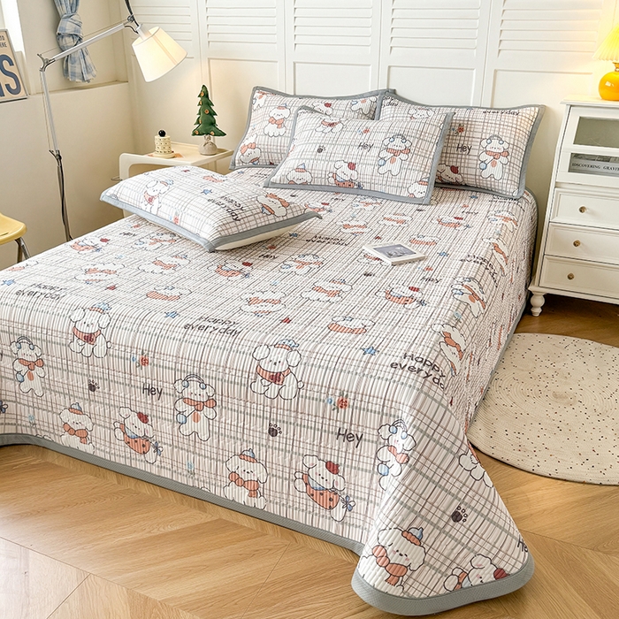 91家纺网 家纺一手货源 找家纺 卡罗兰 2026新款卡通印花凉席双面可用冰丝凉席床盖单件三四件套 快乐狗