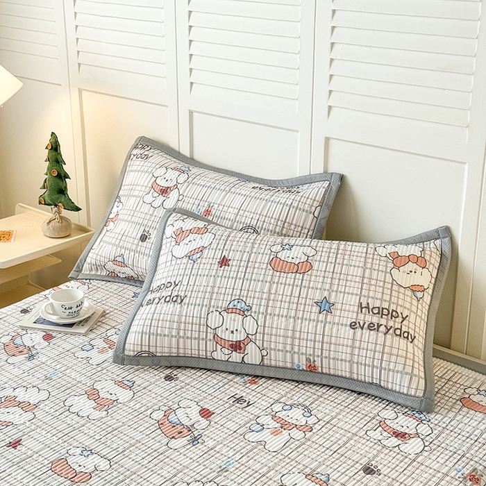 91家纺网 家纺一手货源 找家纺 卡罗兰 2026新款卡通印花凉席双面可用冰丝凉席床盖单件三四件套 快乐狗