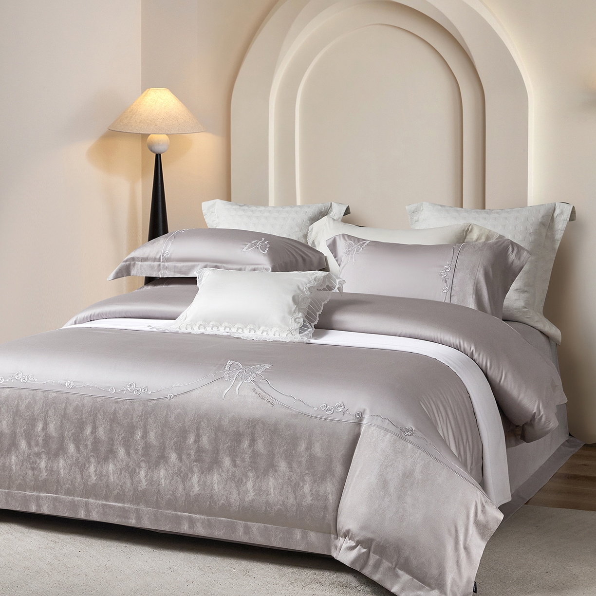 蒂爵 2026新款天丝棉提花四件套 高级灰