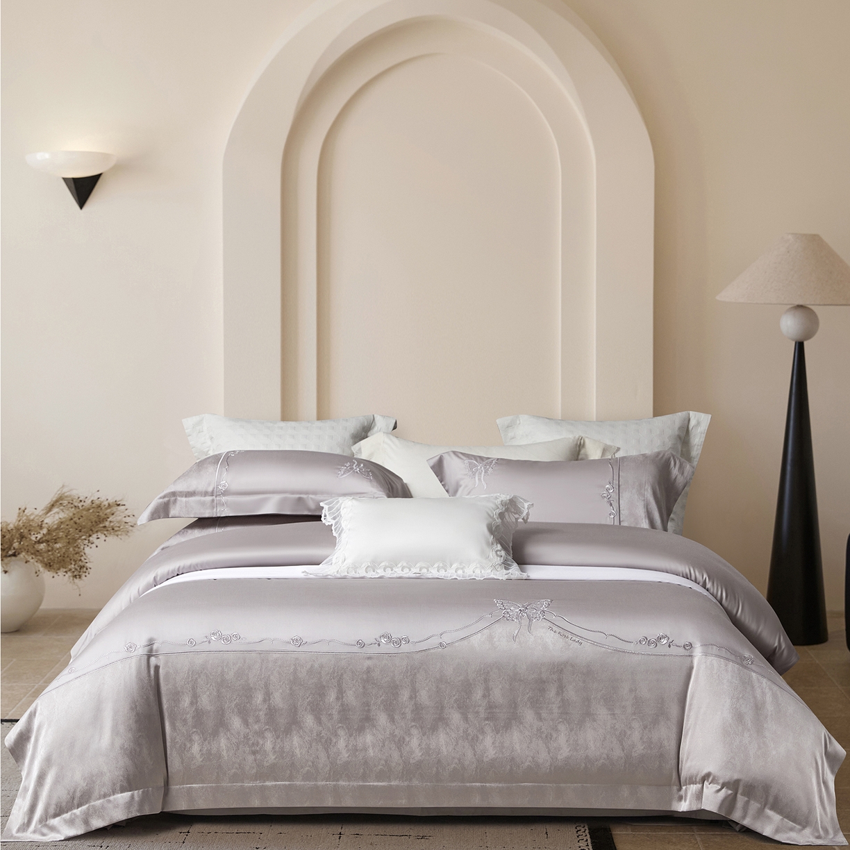 91家纺网 家纺一手货源 找家纺 蒂爵 2026新款天丝棉提花四件套 高级灰