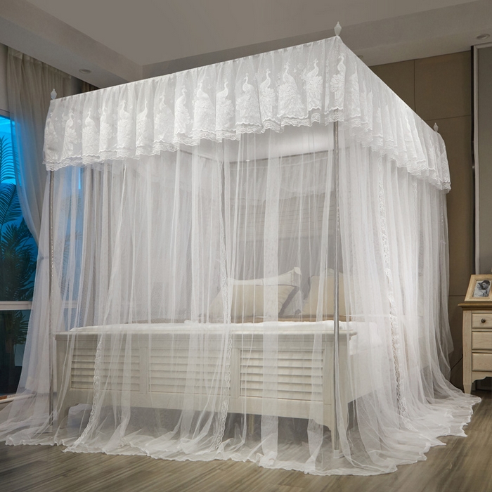 91家纺网 家纺一手货源 找家纺 舞夜盛世 2026新款三开门落地蚊帐宫廷风-华尔兹 华尔兹-白色 22mm