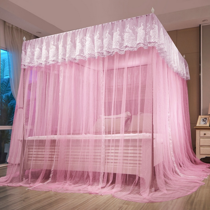 91家纺网 家纺一手货源 找家纺 舞夜盛世 2026新款三开门落地蚊帐宫廷风-华尔兹 华尔兹-粉色 22mm