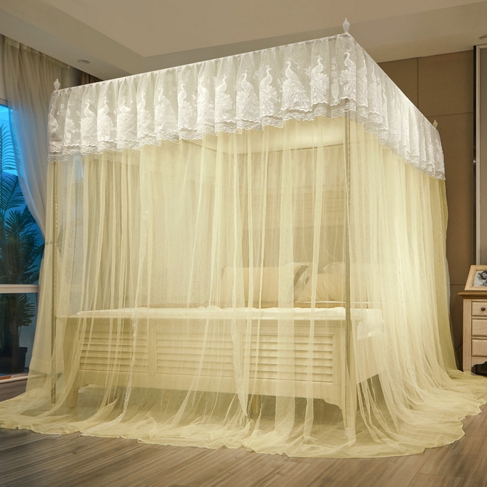 91家纺网 家纺一手货源 找家纺 舞夜盛世 2026新款三开门落地蚊帐宫廷风-华尔兹 华尔兹-黄色 22mm