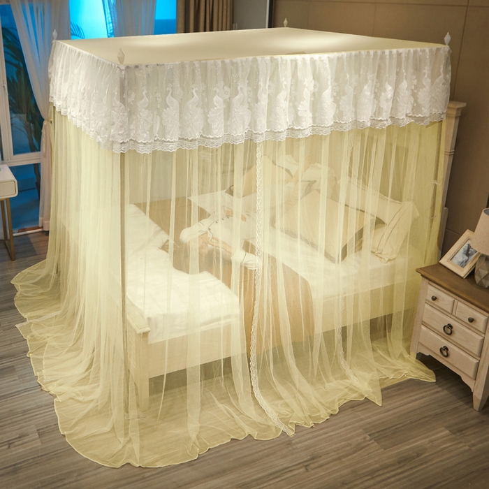 91家纺网 家纺一手货源 找家纺 舞夜盛世 2026新款三开门落地蚊帐宫廷风-华尔兹 华尔兹-黄色 22mm