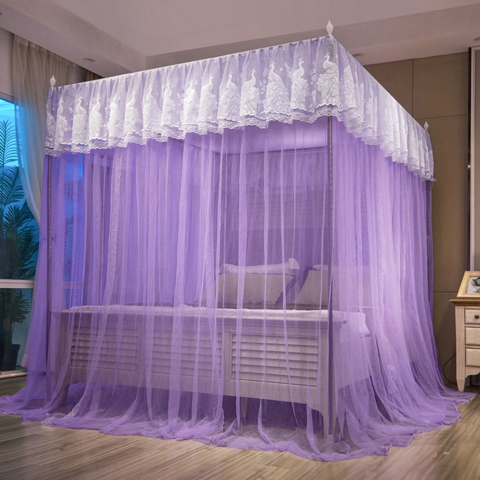 91家纺网 家纺一手货源 找家纺 舞夜盛世 2026新款三开门落地蚊帐宫廷风-华尔兹 华尔兹-紫色 22mm