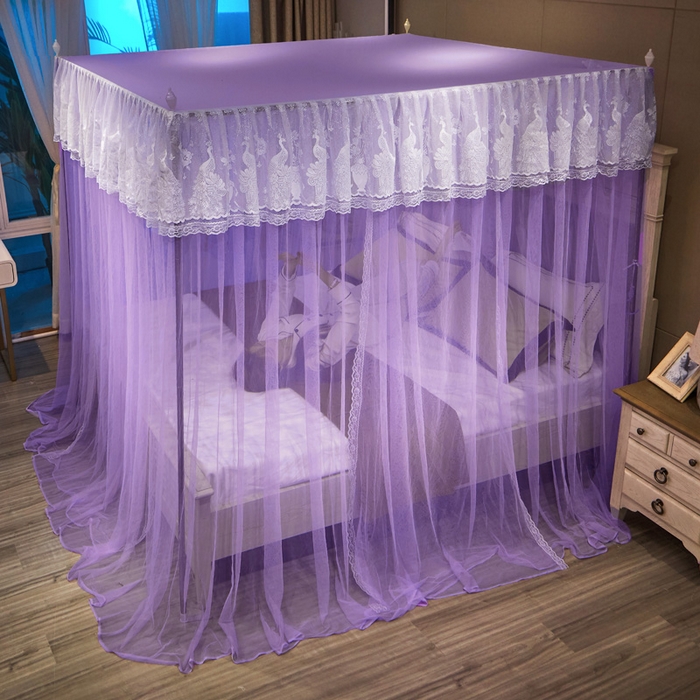 91家纺网 家纺一手货源 找家纺 舞夜盛世 2026新款三开门落地蚊帐宫廷风-华尔兹 华尔兹-紫色 22mm