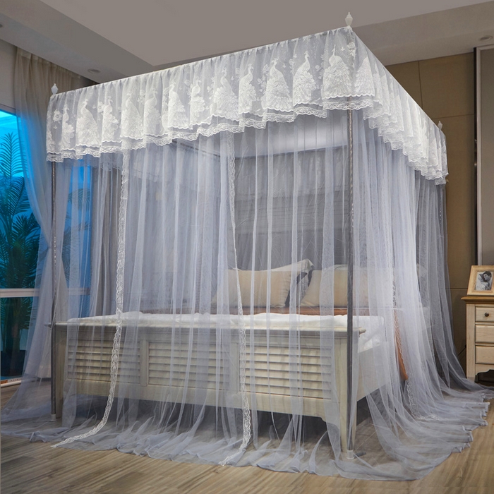 91家纺网 家纺一手货源 找家纺 舞夜盛世 2026新款三开门落地蚊帐宫廷风-华尔兹 华尔兹-灰色 22mm
