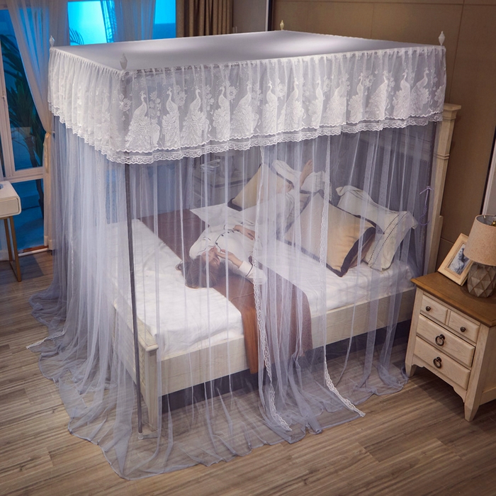 91家纺网 家纺一手货源 找家纺 舞夜盛世 2026新款三开门落地蚊帐宫廷风-华尔兹 华尔兹-灰色 22mm