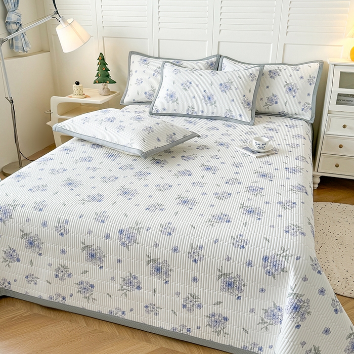 91家纺网 家纺一手货源 找家纺 （总）卡罗兰 2026新款印花凉席双面可用冰丝凉席床盖单件三件四件套