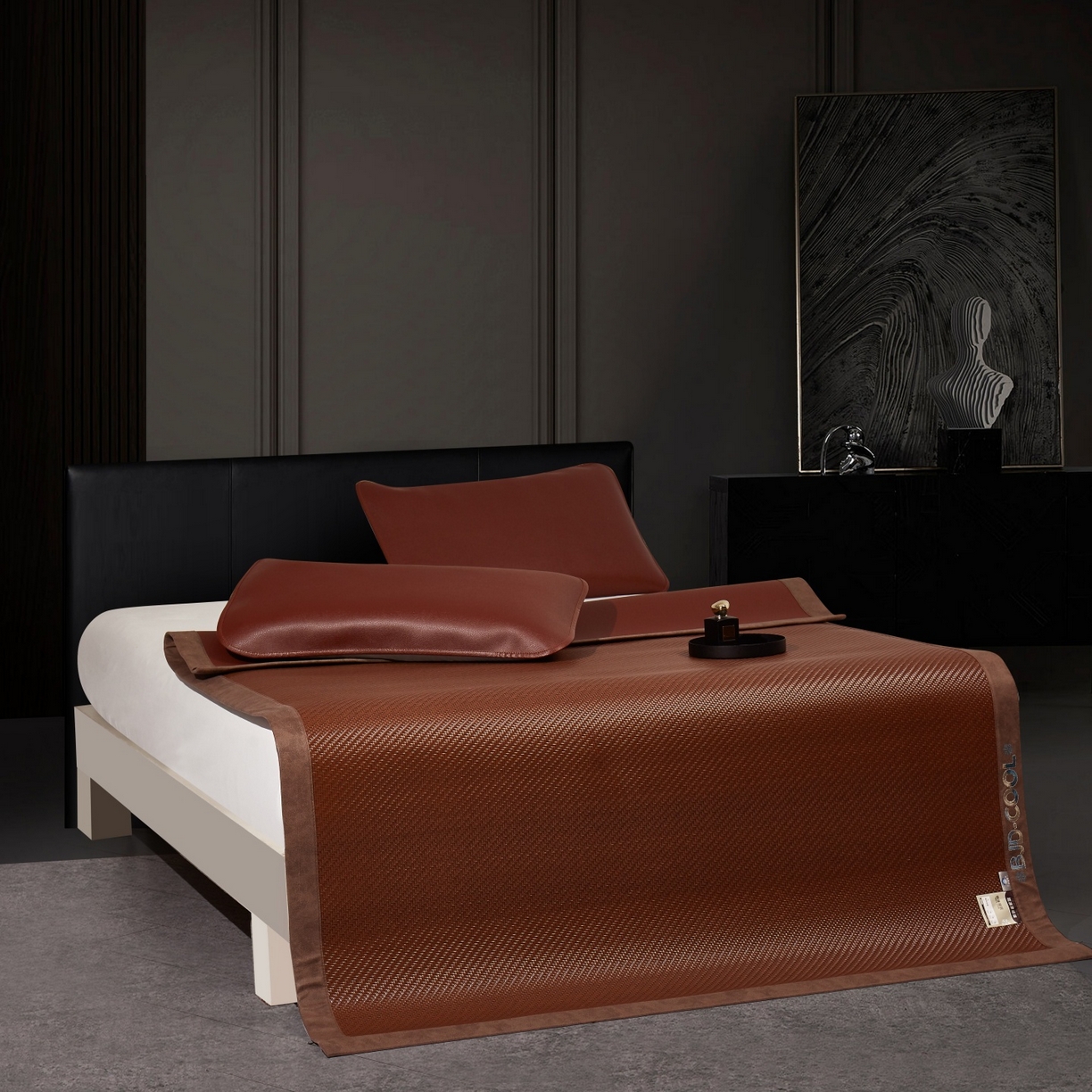 91家纺网 家纺一手货源 找家纺 （总）yyds网供 仿真牛皮席夏季高端软席凉感PE皮藤席子超纤皮革软凉席外贸版双面凉感加厚雪藤