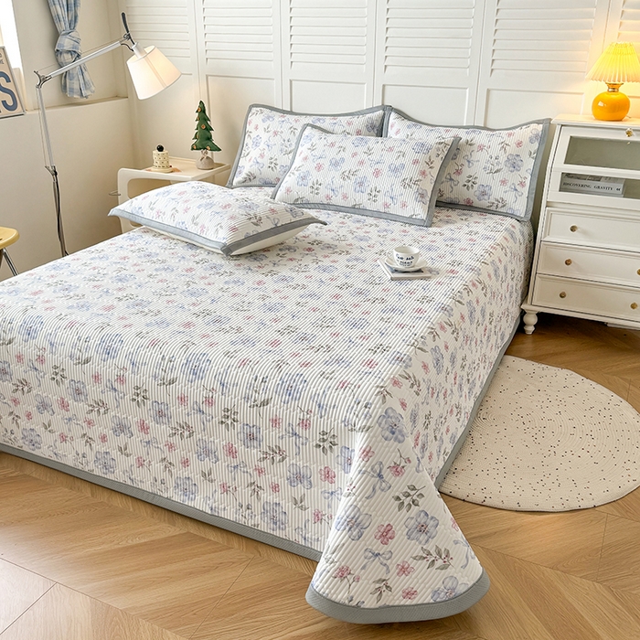 91家纺网 家纺一手货源 找家纺 （总）卡罗兰 2026新款印花凉席双面可用冰丝凉席床盖单件三件四件套