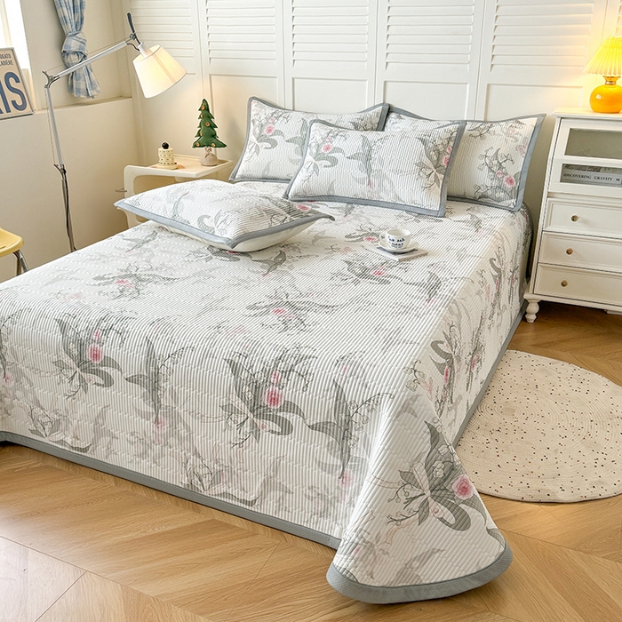 卡罗兰 2026新款印花凉席双面可用冰丝凉席床盖单件三件四件套 春语