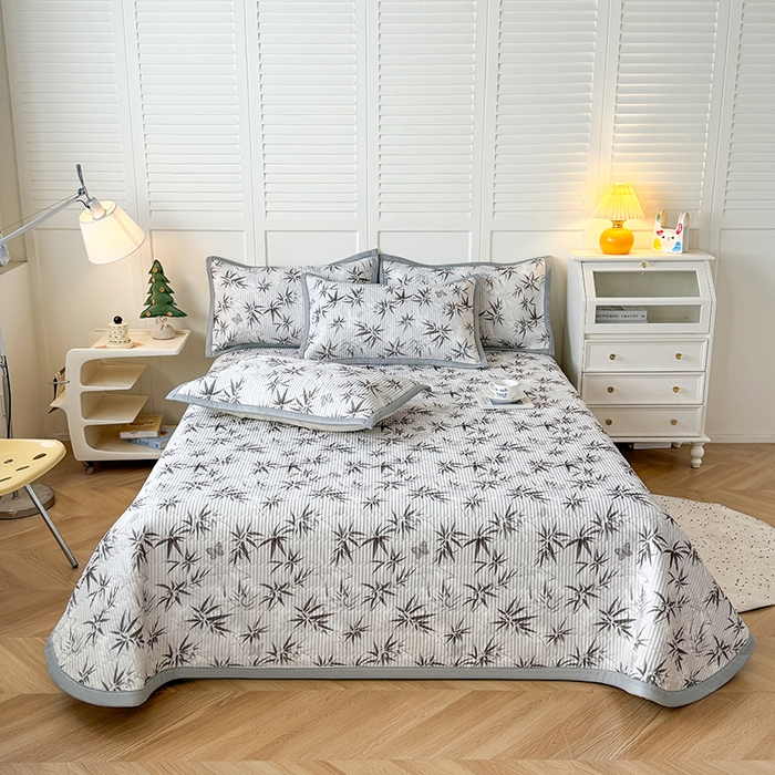 91家纺网 家纺一手货源 找家纺 卡罗兰 2026新款印花凉席双面可用冰丝凉席床盖单件三件四件套 墨竹