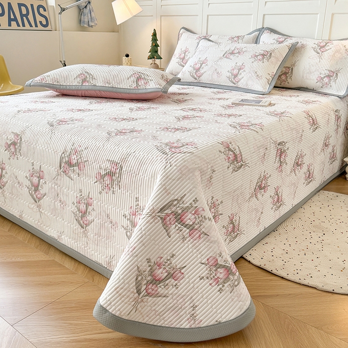 91家纺网 家纺一手货源 找家纺 卡罗兰 2026新款印花凉席双面可用冰丝凉席床盖单件三件四件套 百何