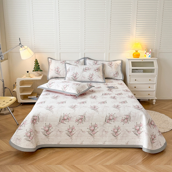 91家纺网 家纺一手货源 找家纺 卡罗兰 2026新款印花凉席双面可用冰丝凉席床盖单件三件四件套 百何