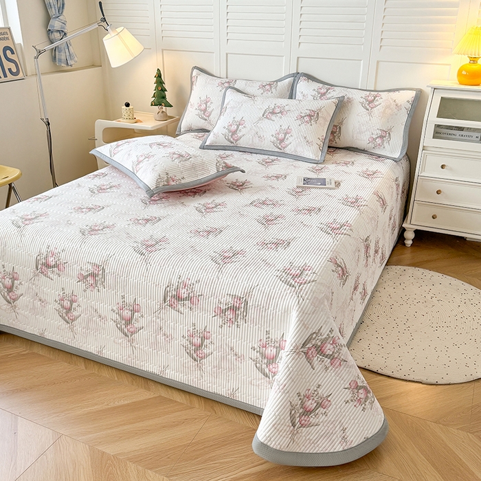 卡罗兰 2026新款印花凉席双面可用冰丝凉席床盖单件三件四件套 百何