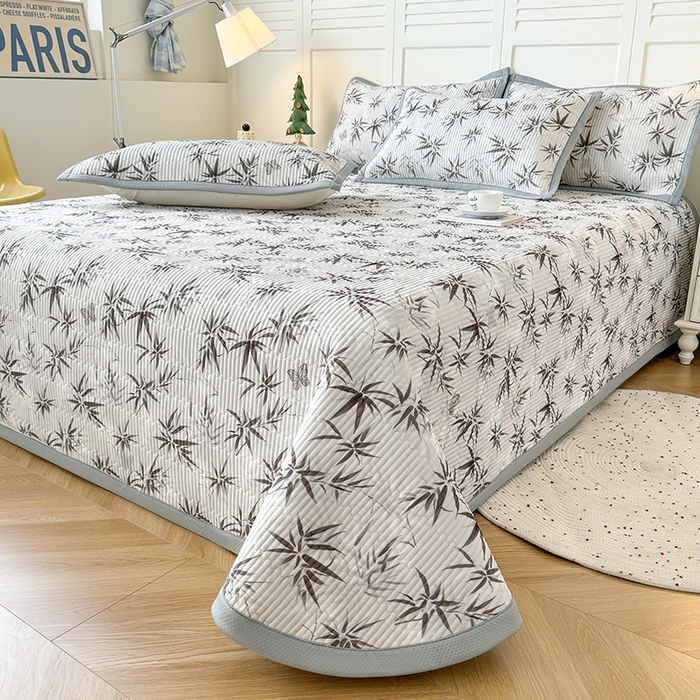 91家纺网 家纺一手货源 找家纺 卡罗兰 2026新款印花凉席双面可用冰丝凉席床盖单件三件四件套 墨竹