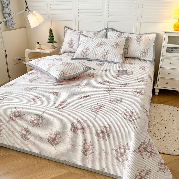 91家纺网 家纺一手货源 找家纺 卡罗兰 2026新款印花凉席双面可用冰丝凉席床盖单件三件四件套 百何