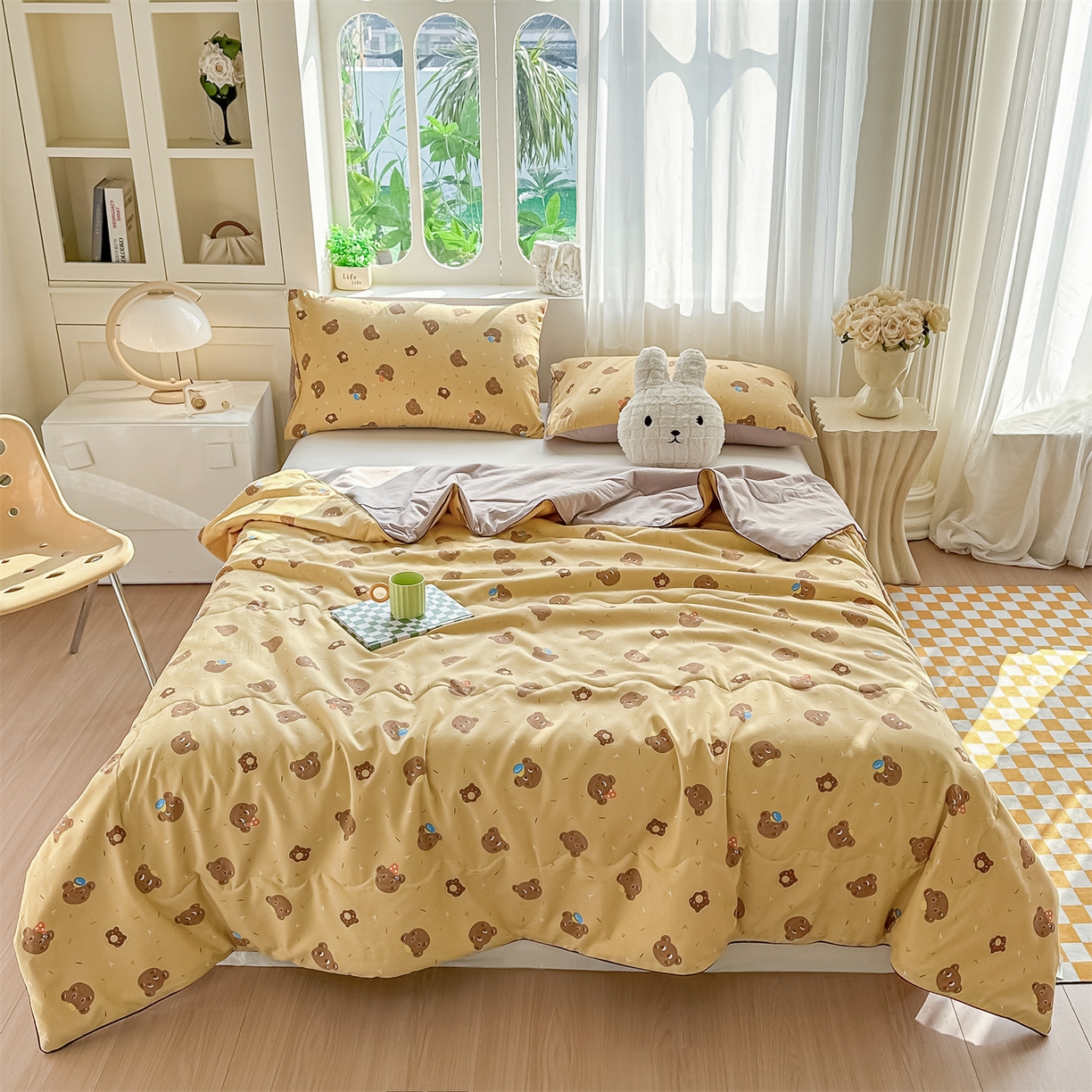 91家纺网 家纺一手货源 找家纺 招财星家纺 2026新款A类水洗棉皱绉纱夏被空调被印花夏凉被子被芯（带质检报告买家秀） 甜心小熊