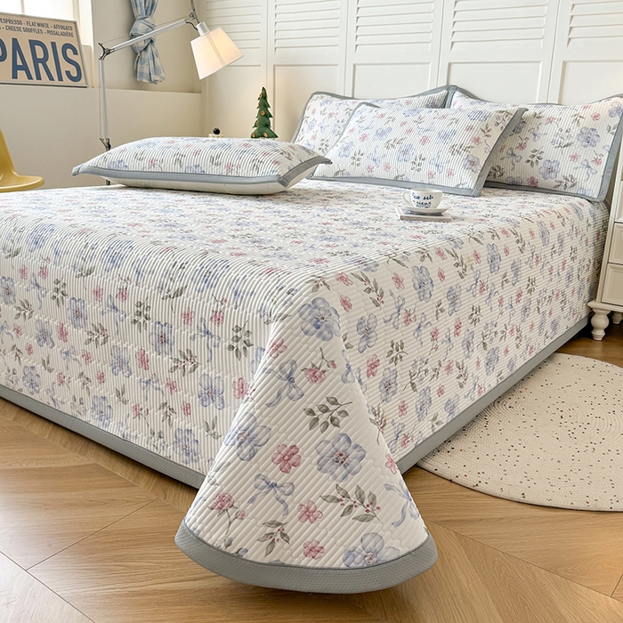 91家纺网 家纺一手货源 找家纺 卡罗兰 2026新款印花凉席双面可用冰丝凉席床盖单件三件四件套 缤纷