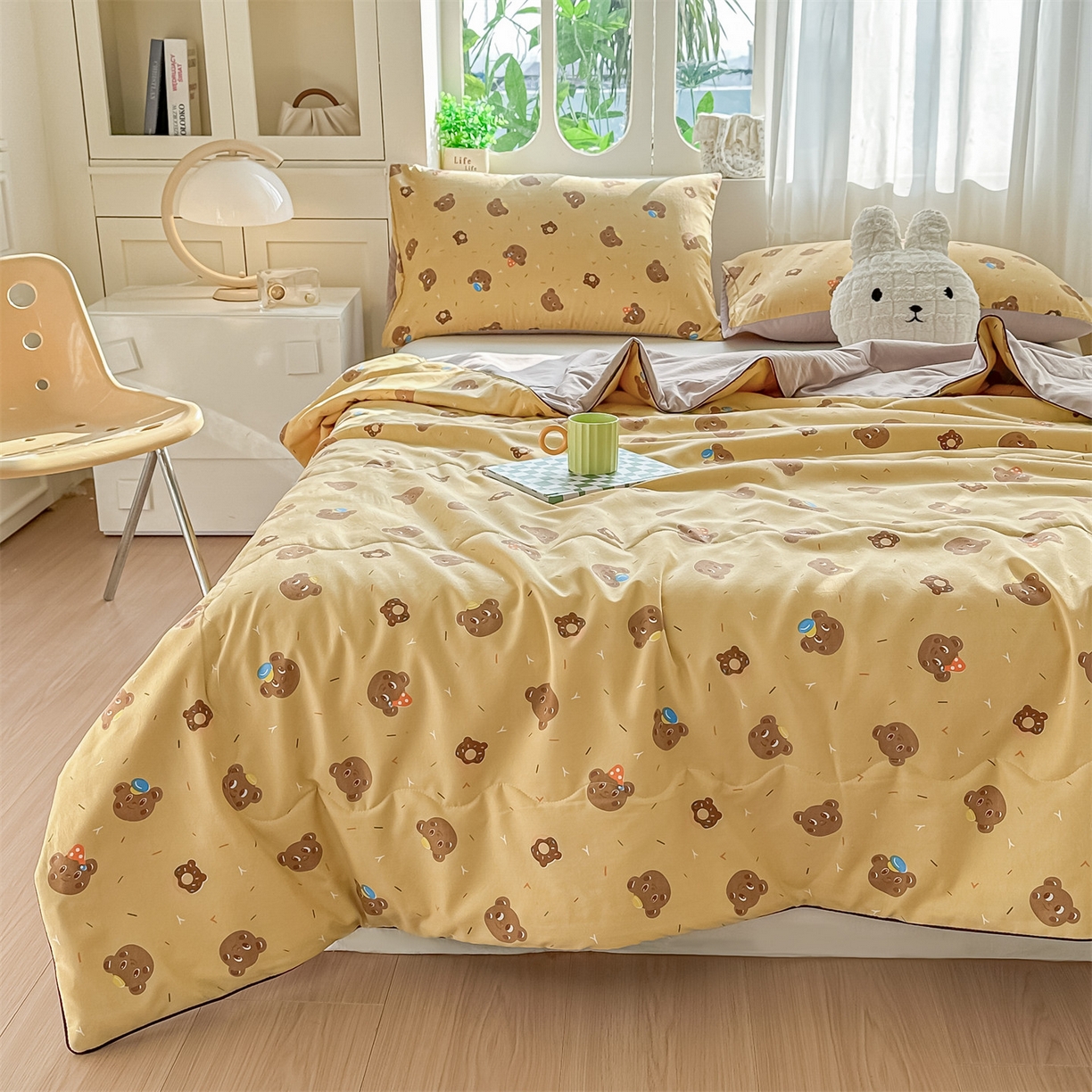 91家纺网 家纺一手货源 找家纺 招财星家纺 2026新款A类水洗棉皱绉纱夏被空调被印花夏凉被子被芯（带质检报告买家秀） 甜心小熊